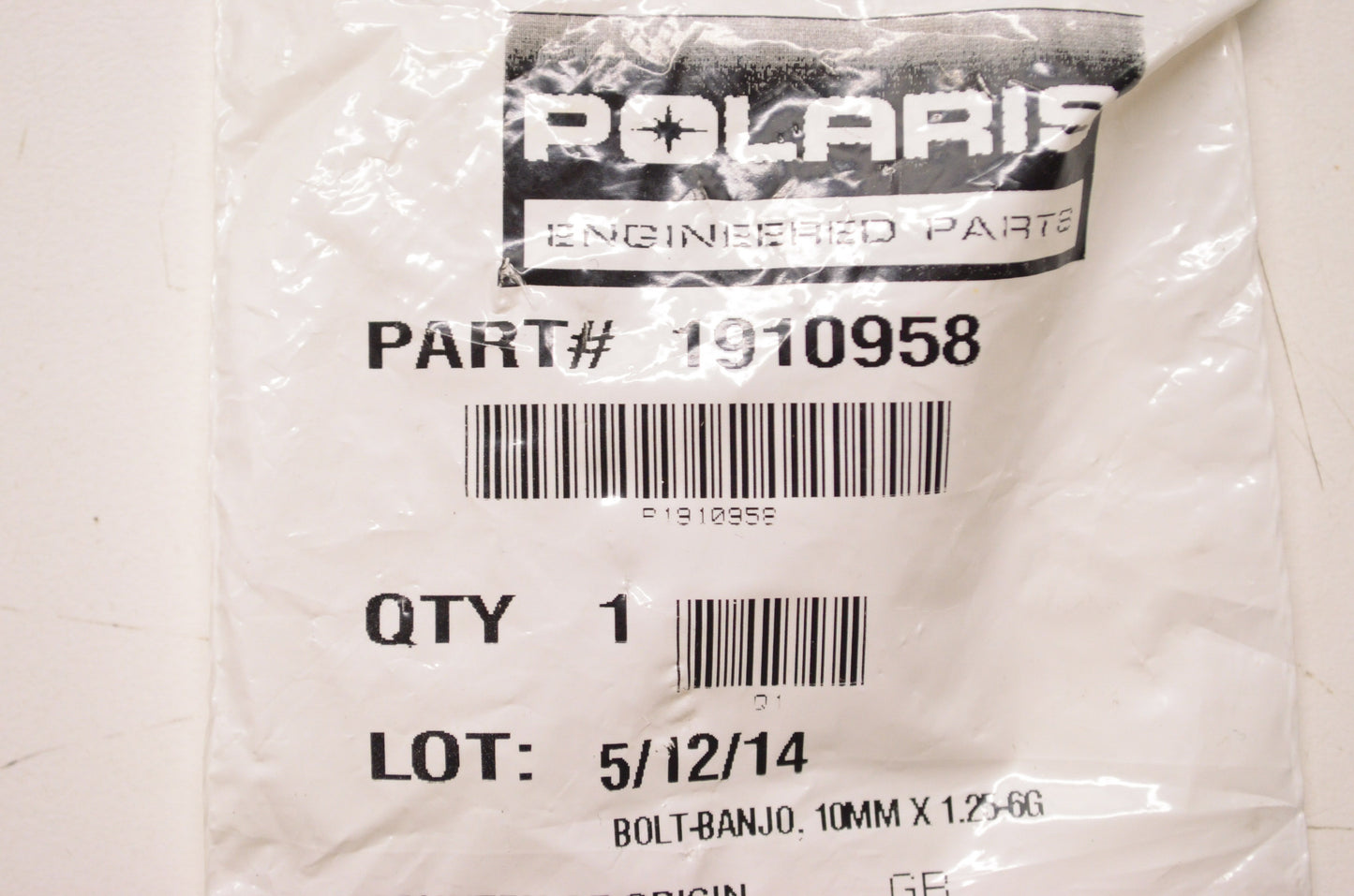 OEM Polaris 1910958 Banjo Bolt 10mmx1.25-6G NOS