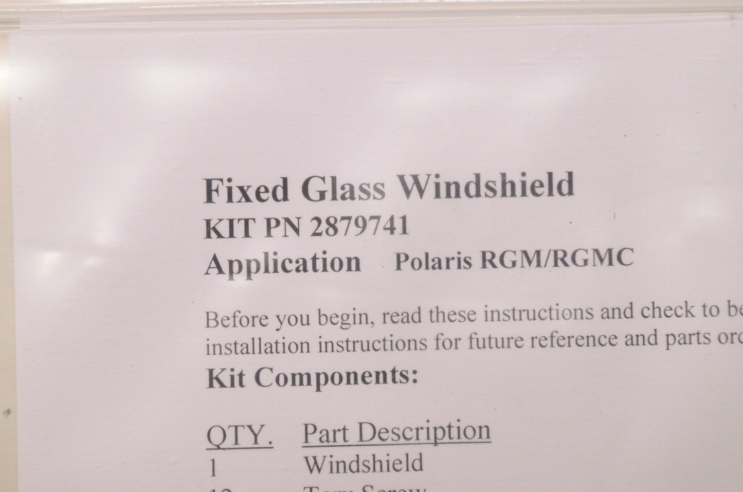 New OEM Polaris Lock & Ride Glass Windshield NOS