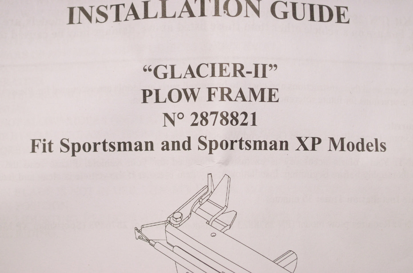 Glacier II Snow Plow Push Frame NOS