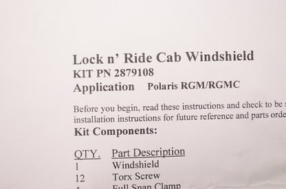 New OEM Polaris Mid Size Ranger Lock & Ride Poly Windshield NOS
