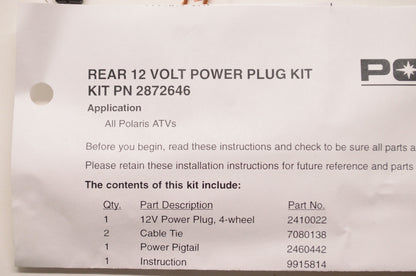OEM Polaris 2872646 Rear 12v Power Plug