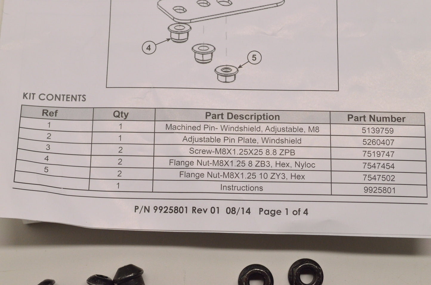 New OEM Polaris Windshield Adjustable Pin Kit NOS