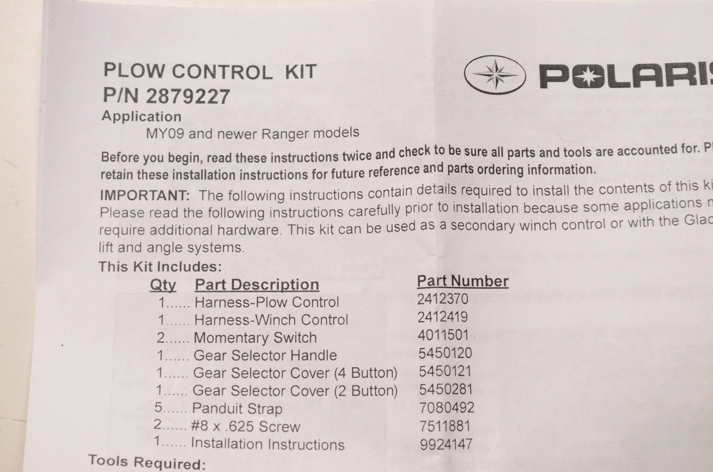 Plow Control Handle Kit NOS