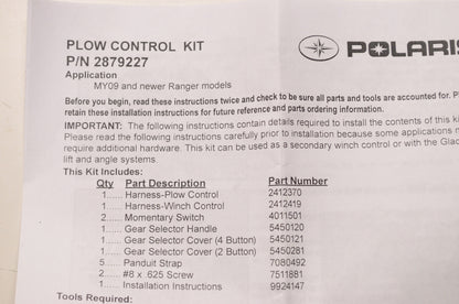 Plow Control Handle Kit NOS