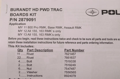 Polaris 2879091-133 Hd White Powder Trac Boards Kit Burandt