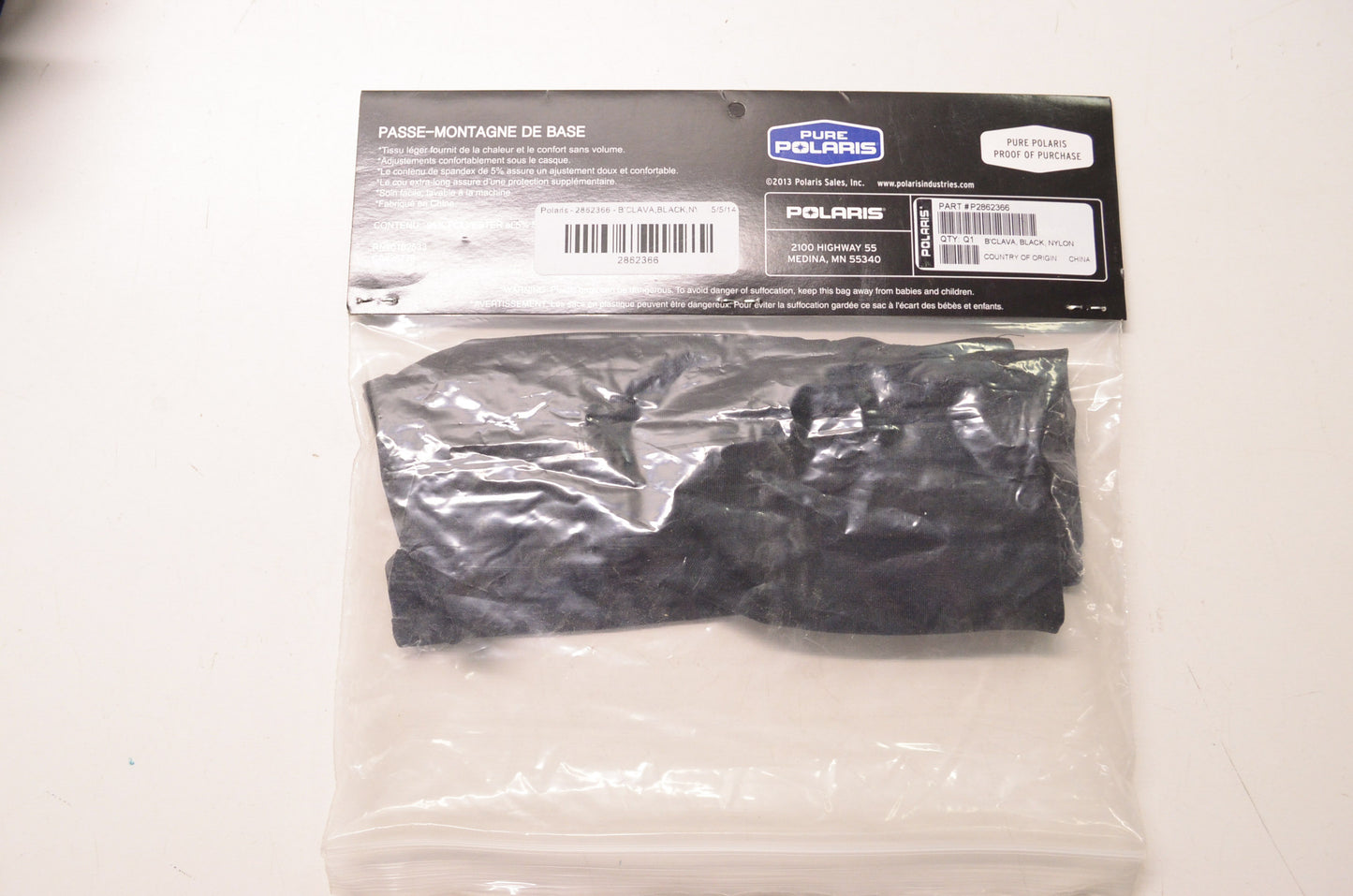 New OEM Polaris Black Nylon Balaclava NOS