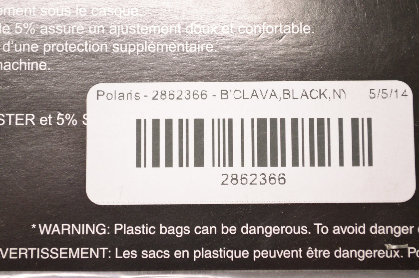 New OEM Polaris Black Nylon Balaclava NOS