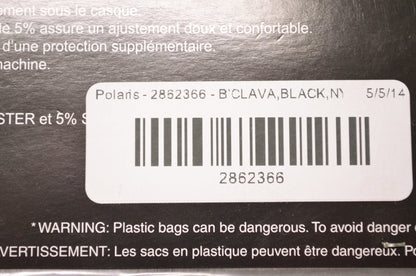 New OEM Polaris Black Nylon Balaclava NOS