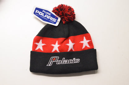 New OEM Polaris Black & Red Vintage Pom Beanie NOS