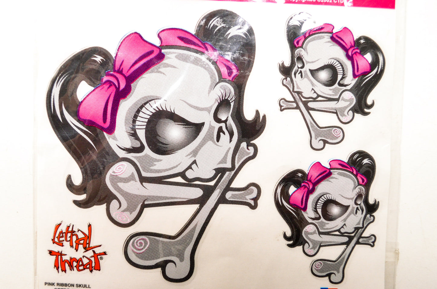 New Lethal Angel Pink Ribbon Skull Threat Decal Kit NOS