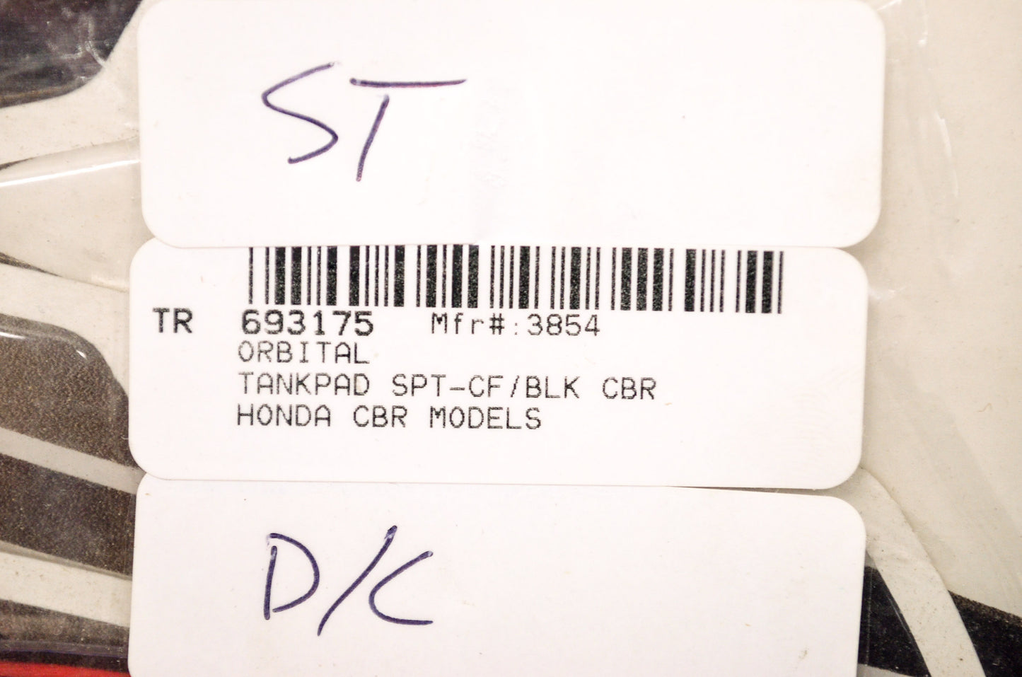 Black And Transparent Fuel Tank PadHonda CBR Models NOS