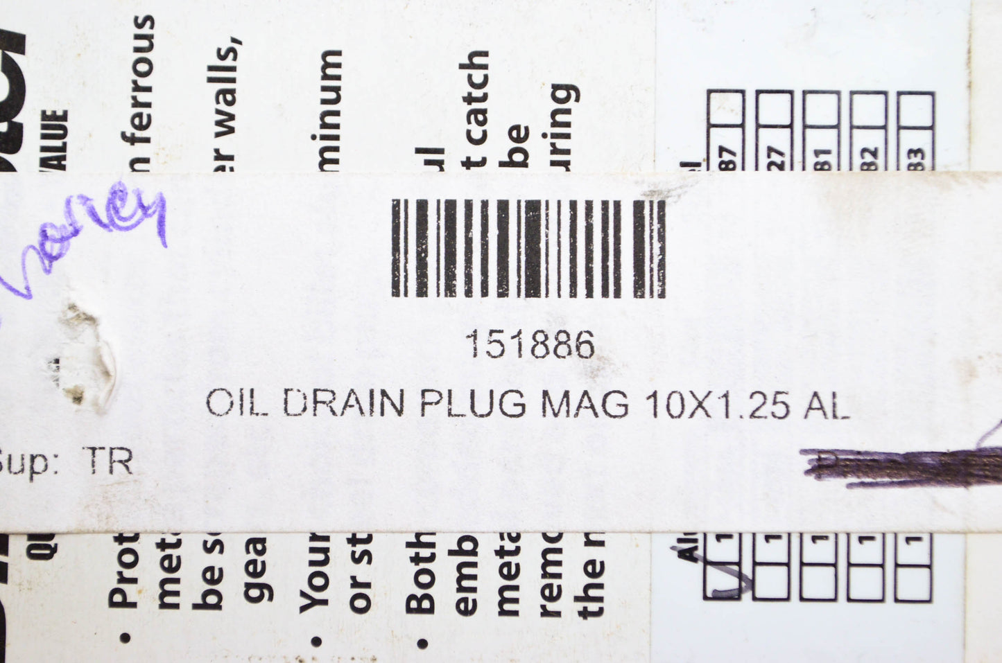 New Bike Master 10x1.25 Oil Drain Plug NOS
