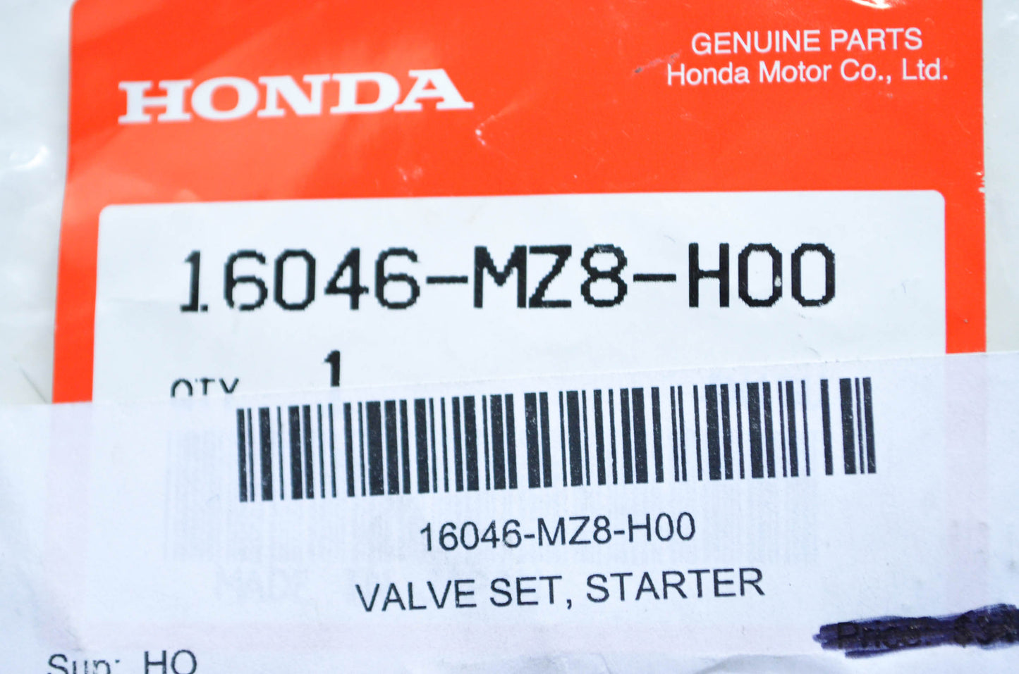 OEM Honda 16046-MZ8-H00 Starter Valve Set NOS