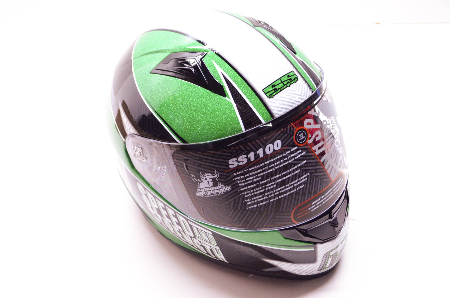 New Speed and Strength 2XL Green/Black SS1100 62 Motorsports Helmet NOS