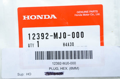 OEM Honda 12392-MJ0-000 Hex Plug 6mm NOS