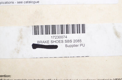 Parts Unlimited 17230074 Brake Shoes SBS 2085 NOS