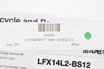 New Shorai Lithium Battery 14AH 12V EQ, 'L'2 NOS