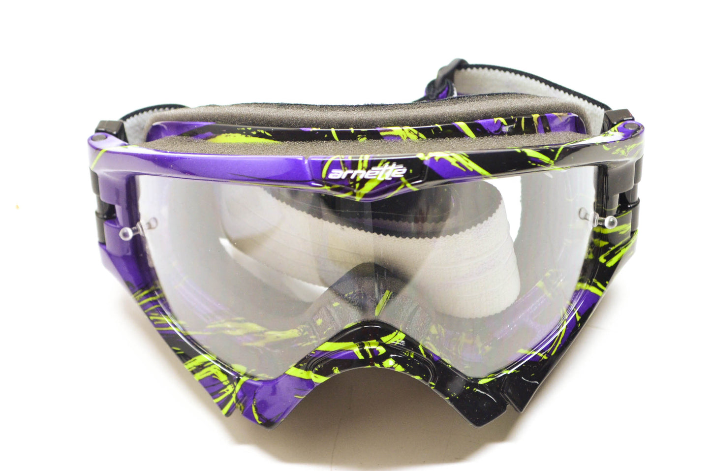 New Arnette Youth Purple/Black/Green Series 3 MX Goggle NOS