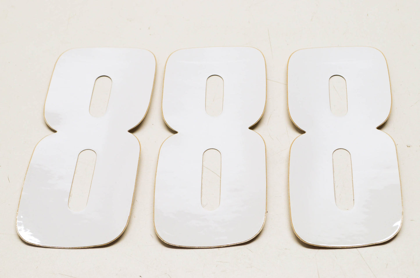 6' Factory White '8' Sticker Qty 3 NOS