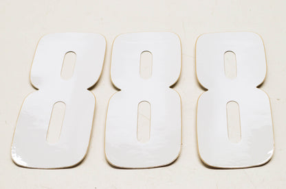 6' Factory White '8' Sticker Qty 3 NOS