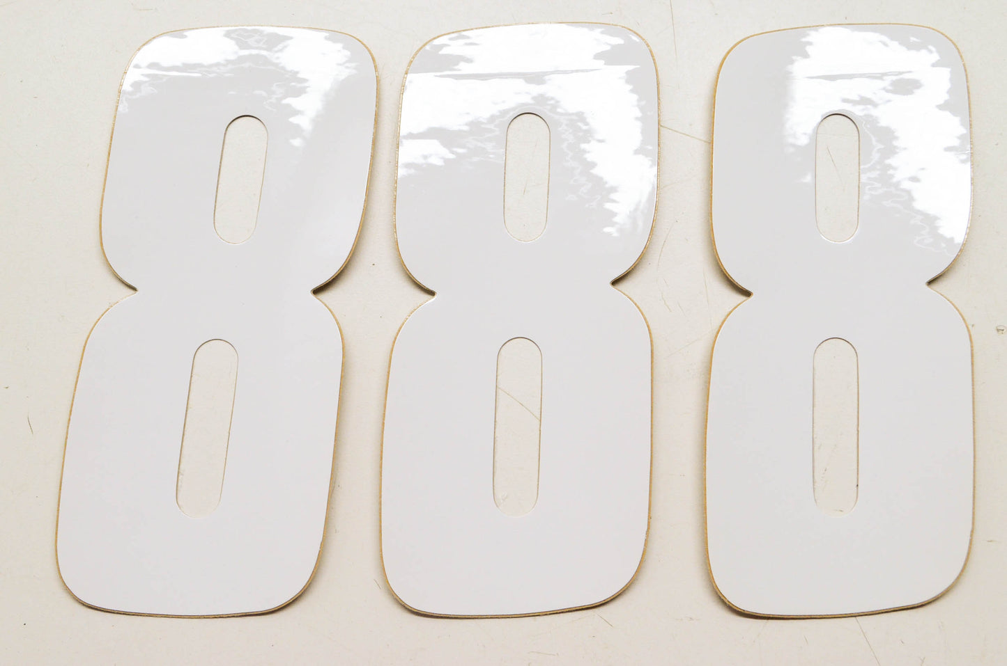 6' Factory White '8' Sticker Qty 3 NOS