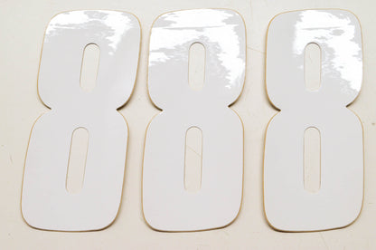 6' Factory White '8' Sticker Qty 3 NOS