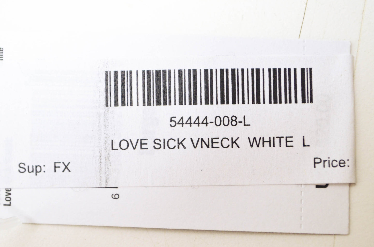 Fox 54444-008-L Women's Large Love Sick White V Neck T Shirt NOS
