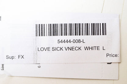 Fox 54444-008-L Women's Large Love Sick White V Neck T Shirt NOS
