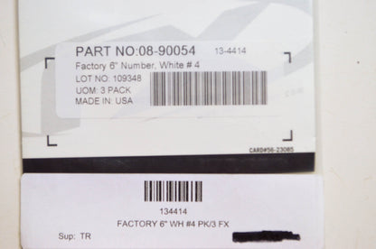Factory Effex 08-90054, 134414 White 6' '4' Sticker Qty 3 NOS