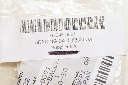 OEM Kawasaki 92045-0091 Ball Bearing 6303LUA NOS