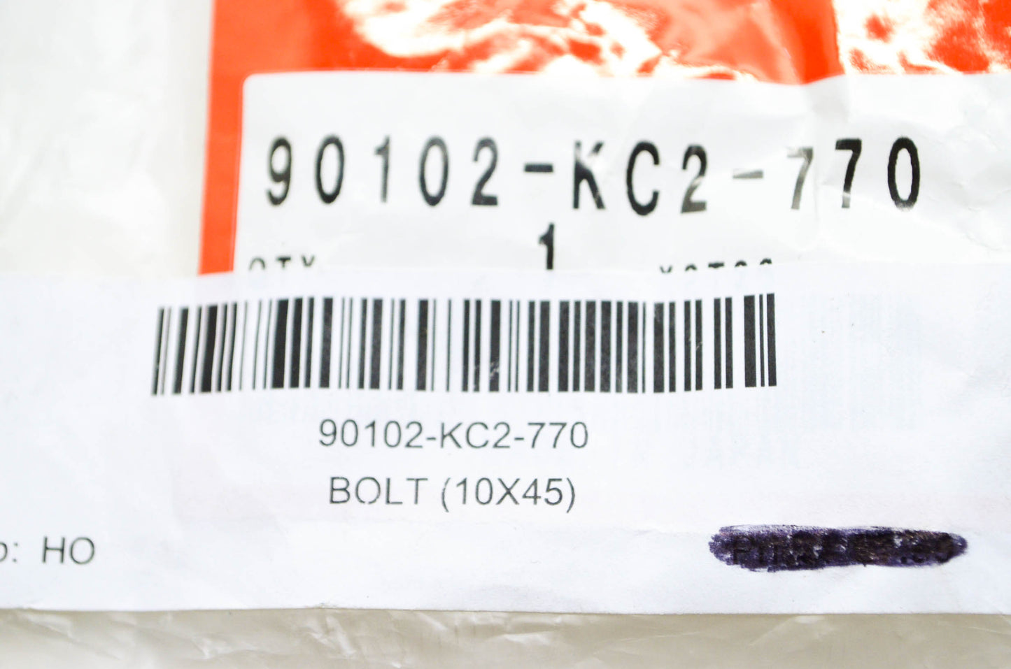 OEM Honda 90102-KC2-770 Bolt (10X45) NOS