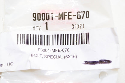 OEM Honda 90001-MFE-670 Special Bolt (6X16) NOS