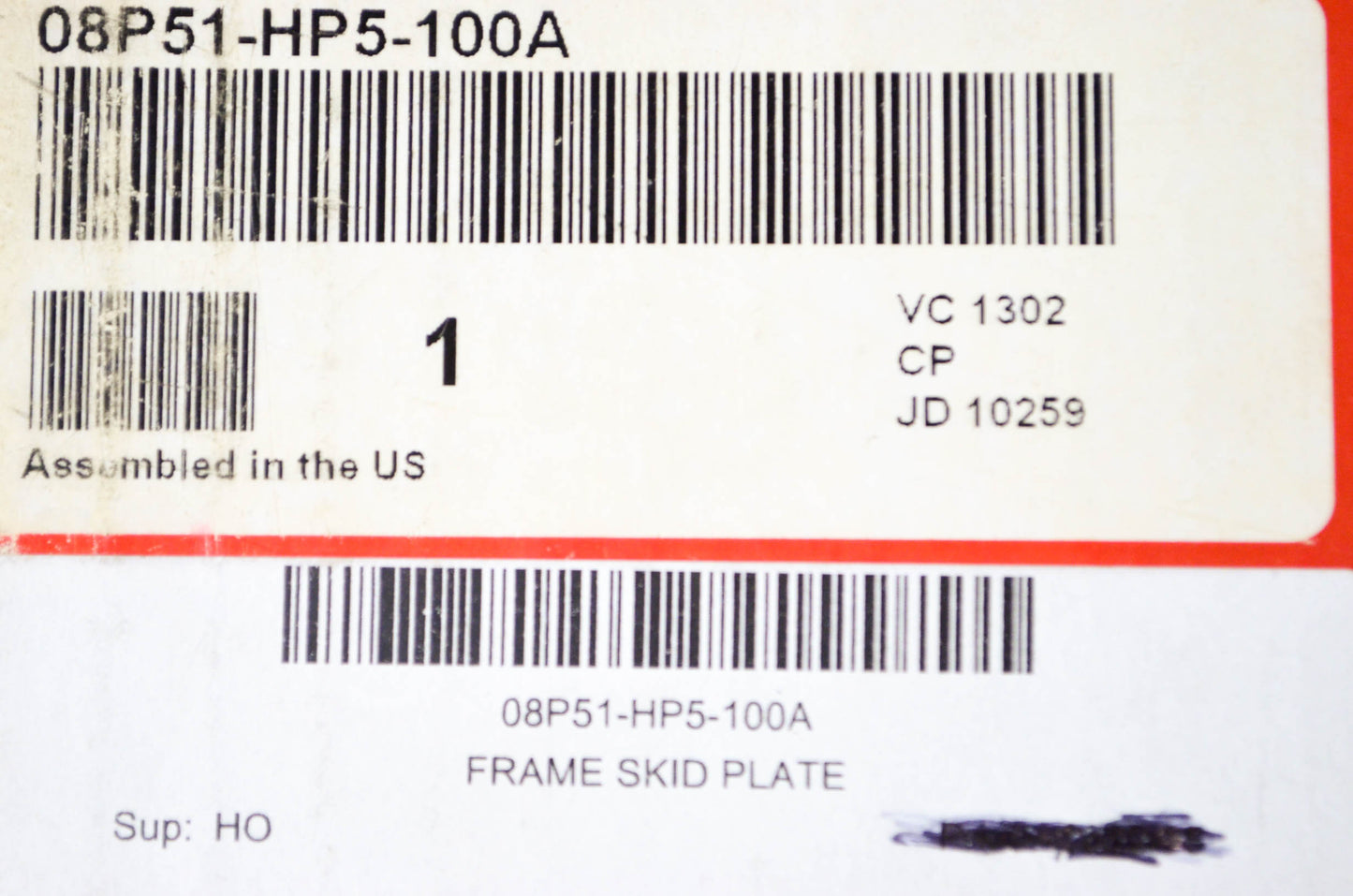 New OEM Honda Frame Skid Plate NOS