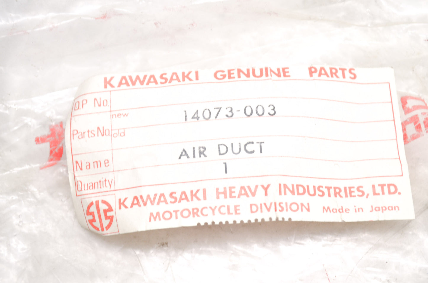 OEM Kawasaki 14073-003 Air Duct NOS