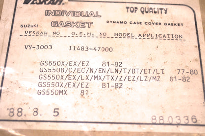 Vesrah 16-0191, VY-3003, 11483-47000 Dynamo Case Cover Gasket 16-0191 NOS