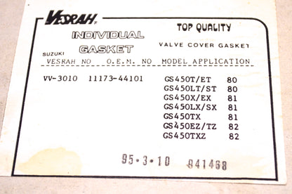 Vesrah 6505-032, VV-3010, 11173-44101 Valve Cover Gasket 6505-032 NOS