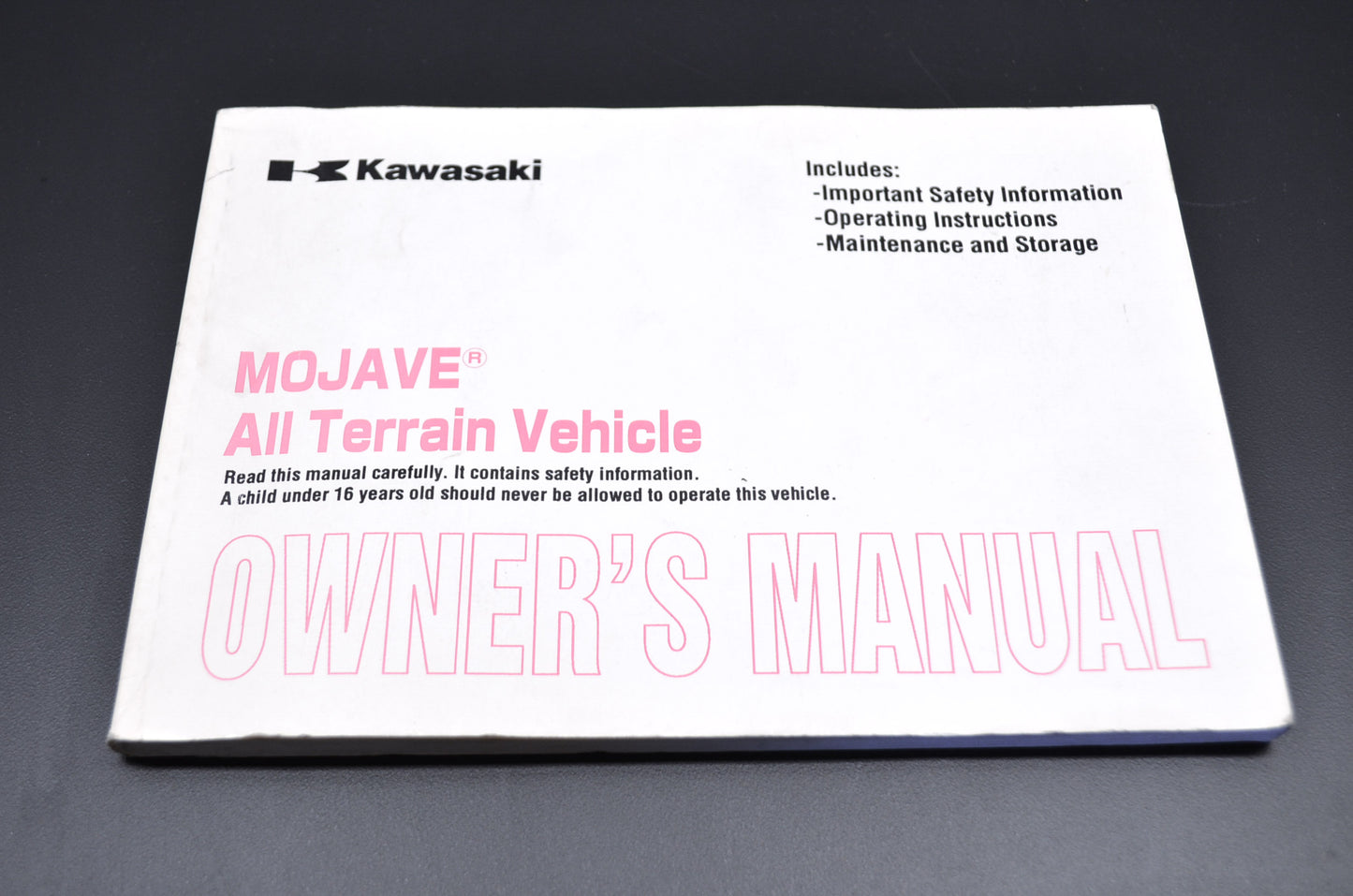 OEM Kawasaki 02 KSF250-A16 Mojave ATV Owner's Manual 99987-1054