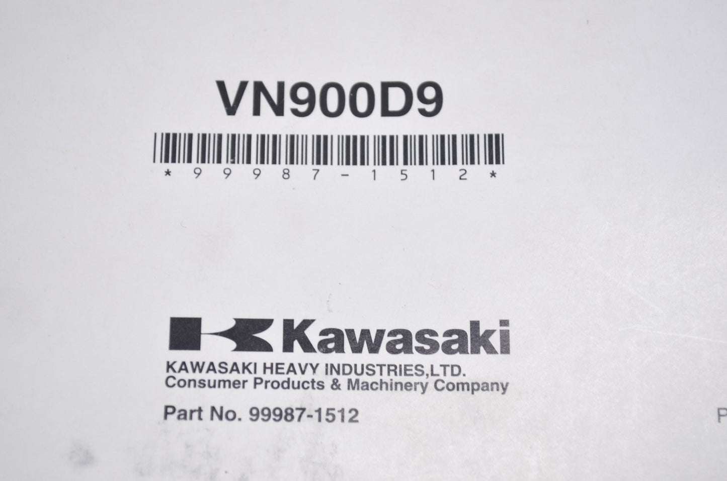 OEM Kawasaki 99987-1512 Owner's Manual VN900D9F