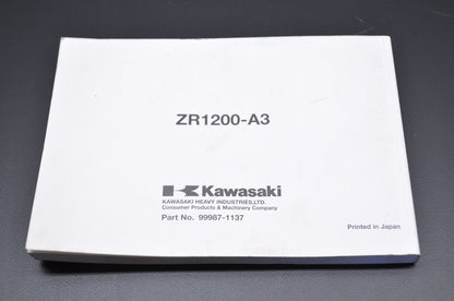 OEM Kawasaki 99987-1137 Owner's Manual ZR1200-A3
