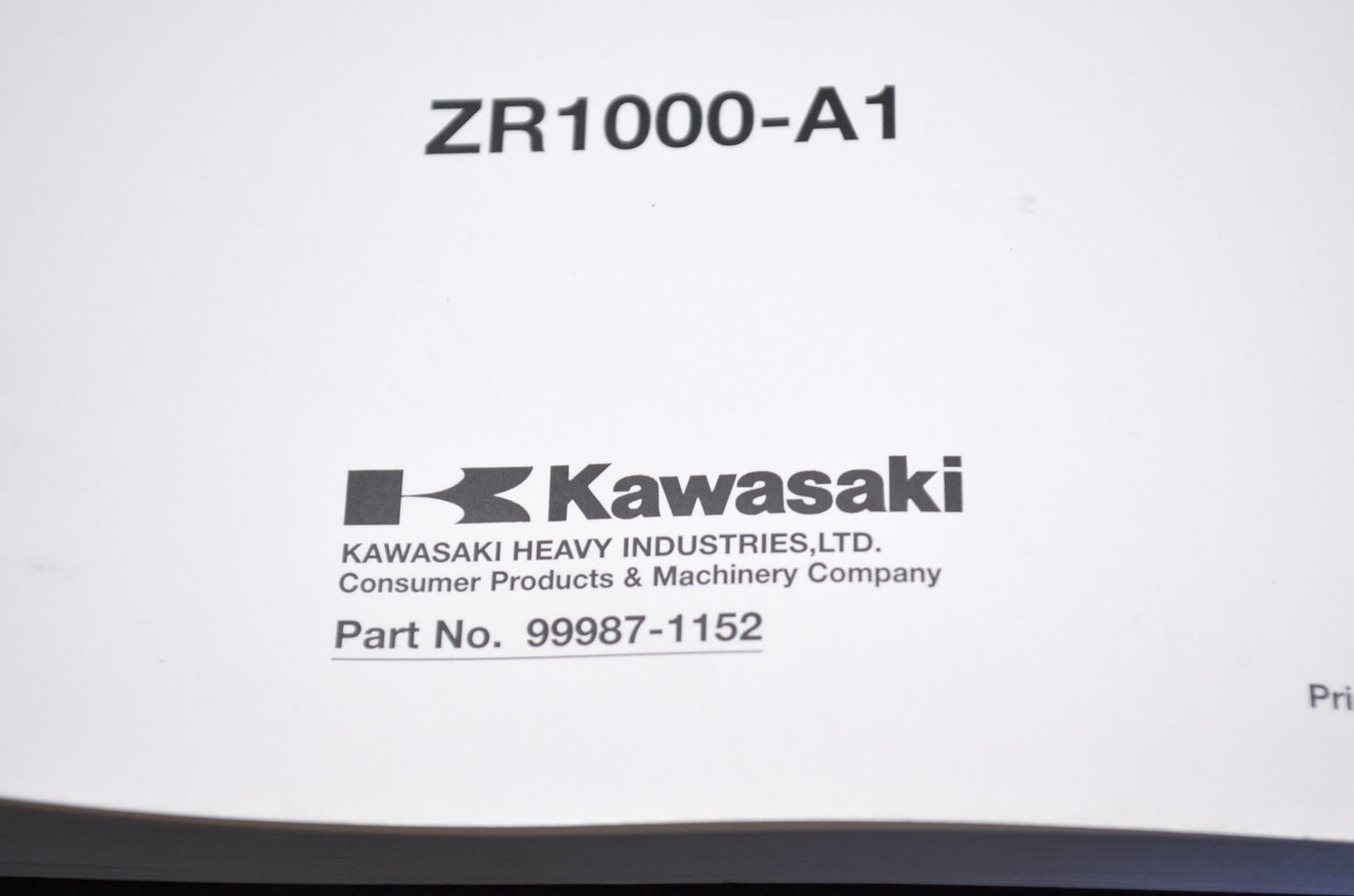 OEM Kawasaki 99987-1152 Owner's Manual ZR1000-A3 NOS