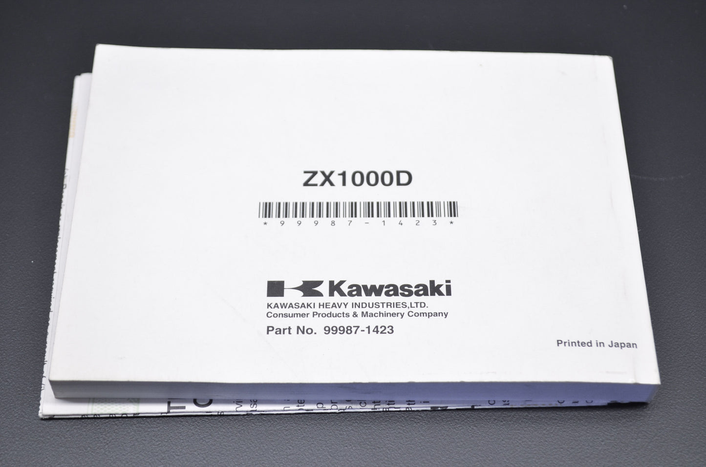 OEM Kawasaki 99987-1423 Owner's Manual ZX1000D7F