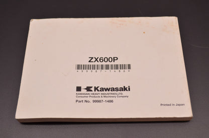 OEM Kawasaki 99987-1486 Owner's Manual ZX600P8F