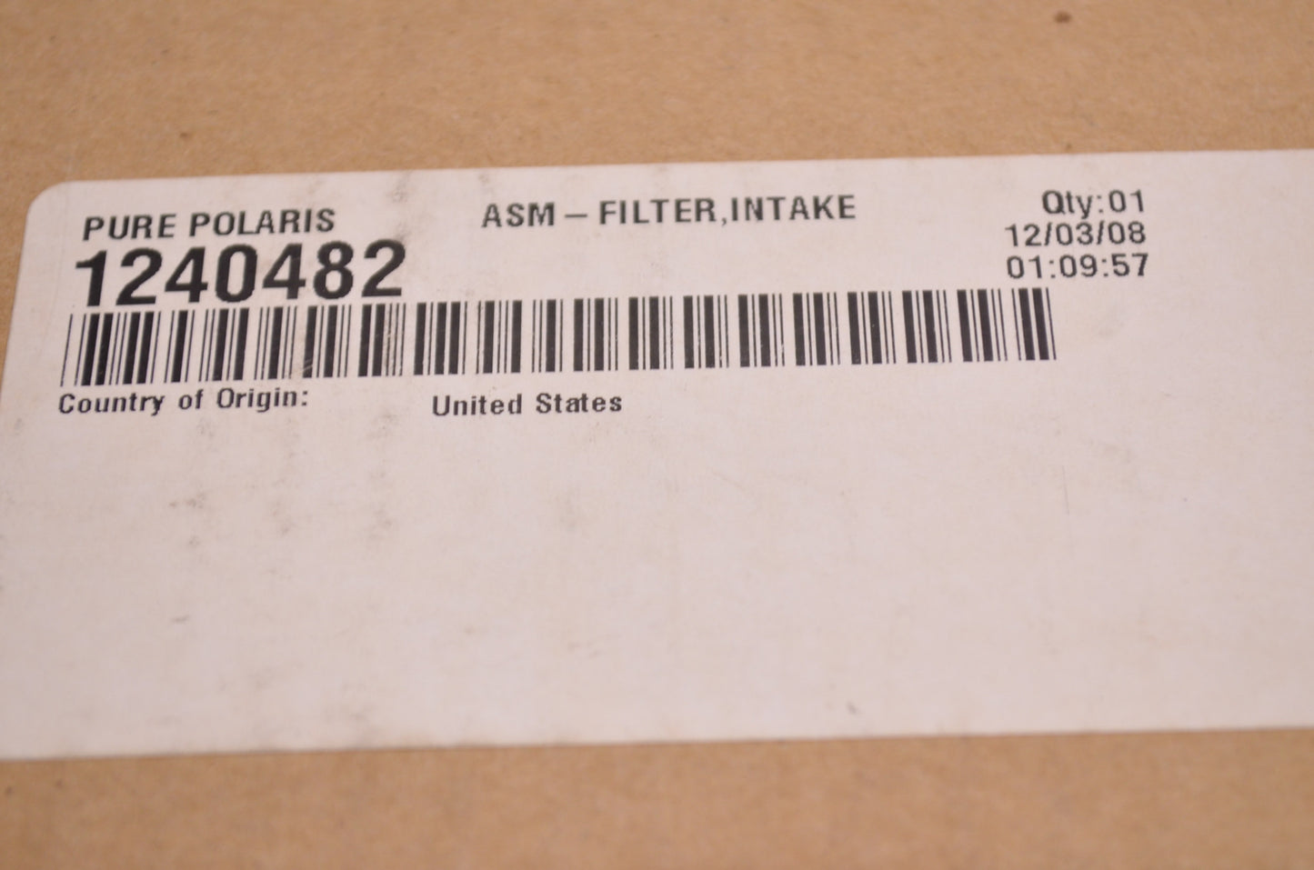 OEM Polaris 1240482 Intake Filter Assembly NOS