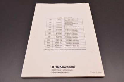 OEM Kawasaki 99924-1080-62 Service Manual Supplement KL650A NOS