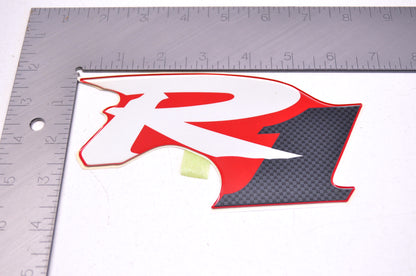 New OEM Yamaha Vivid Red Side Cover Emblem 'R1' Decal NOS