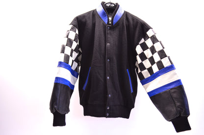 New Burk's Bay Checkered Leather Wool Jacket Small NOS