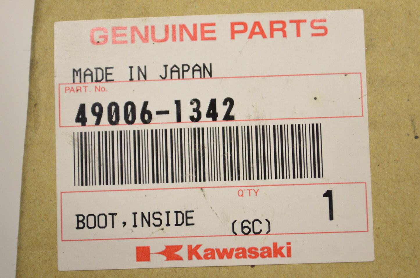 OEM Kawasaki 49006-1342 Inside Boot NOS
