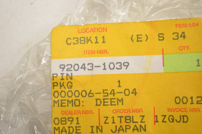 OEM Kawasaki 92043-1039 Pin NOS