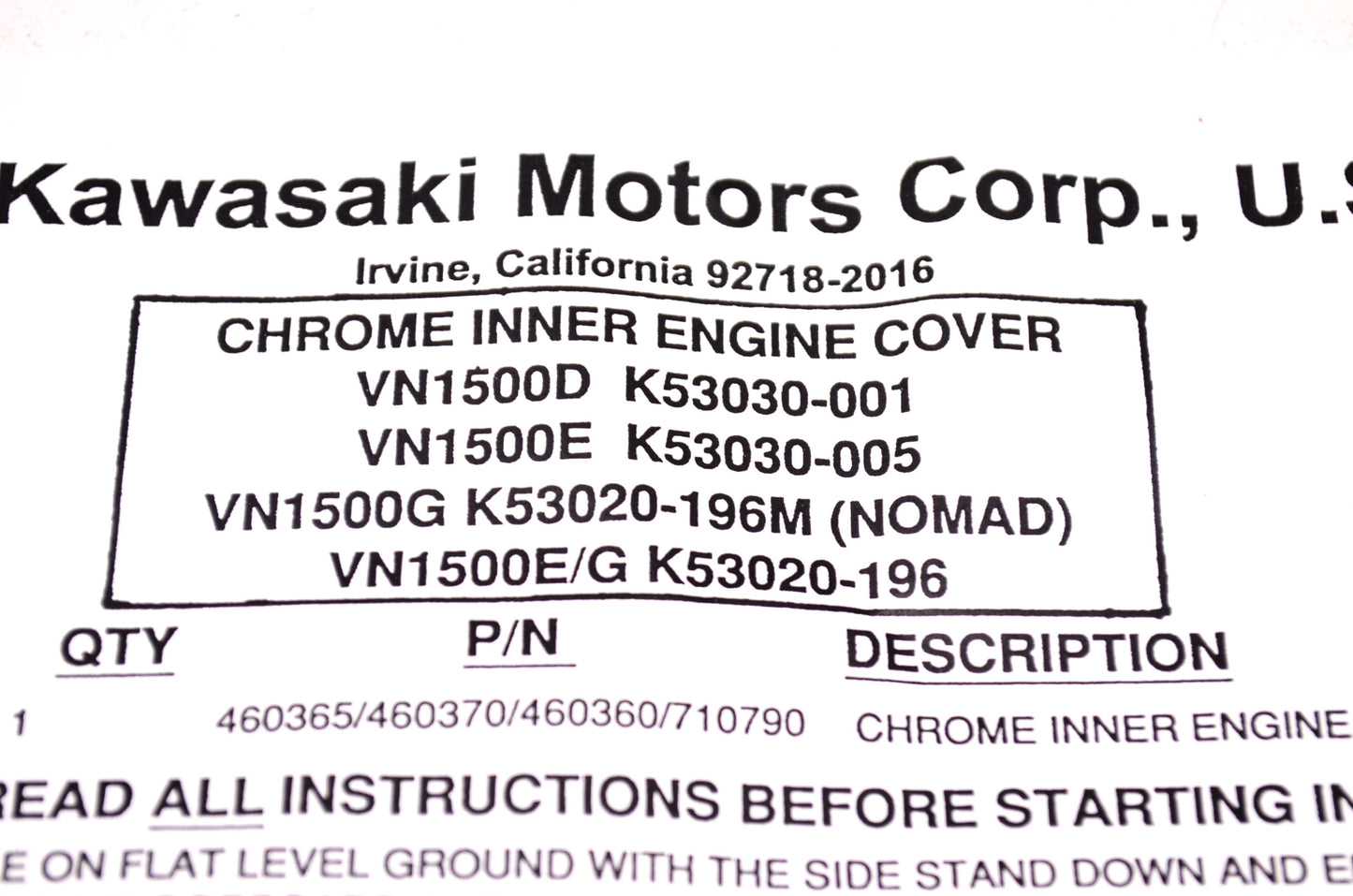 OEM Kawasaki K53030-001 Inner Engine Case Cover NOS