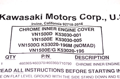 OEM Kawasaki K53030-001 Inner Engine Case Cover NOS